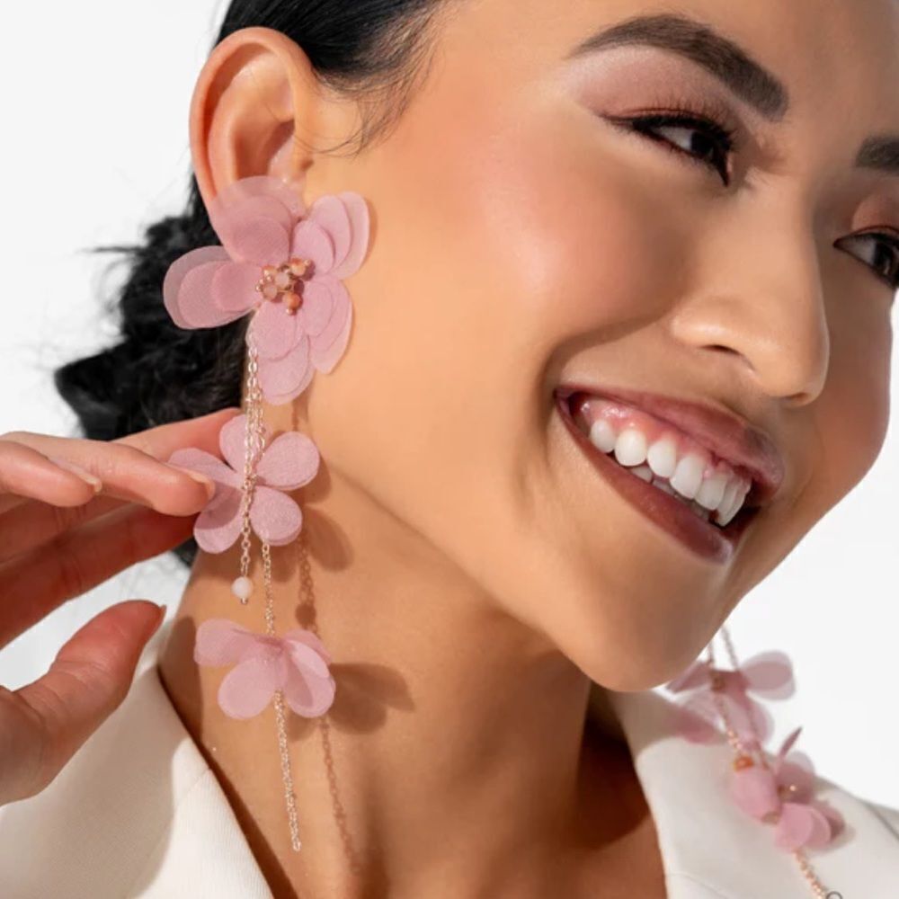 Mesh flower drop earrings A22